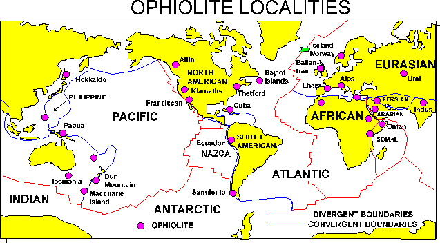ophiolite locations globally